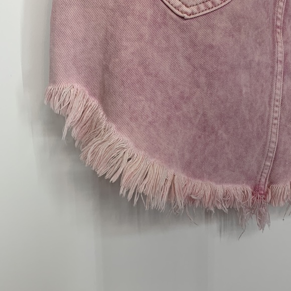 Free People Acid Wash Denim Fringe Hem Jean Mini Skirt Purple Pink Tone Cotton - Picture 10 of 16